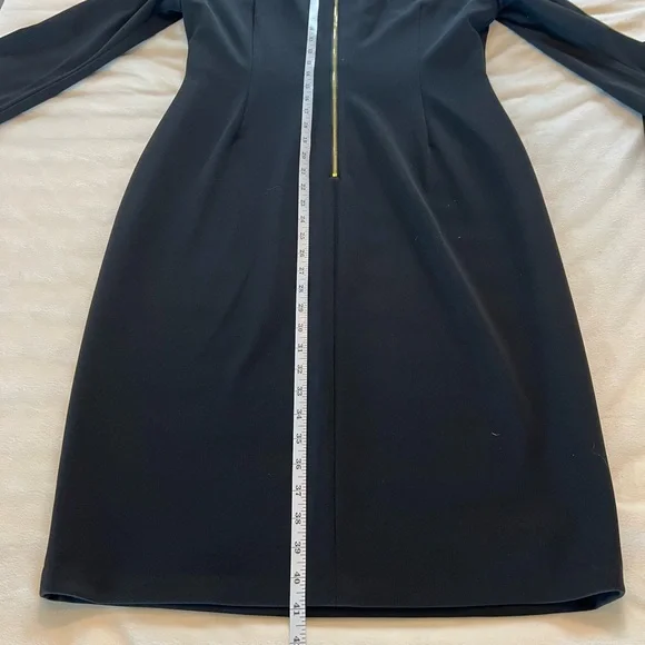 🎉Host Pick🎉Calvin Klein Black Cocktail Dress w/ 10” Slit Bell Sleeves Size 14 - Picture 12 of 16